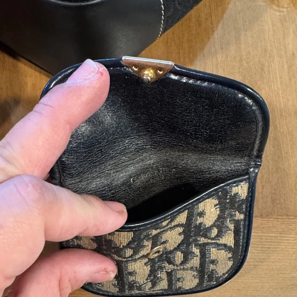 Dior Black and Tan Canvas Pouch